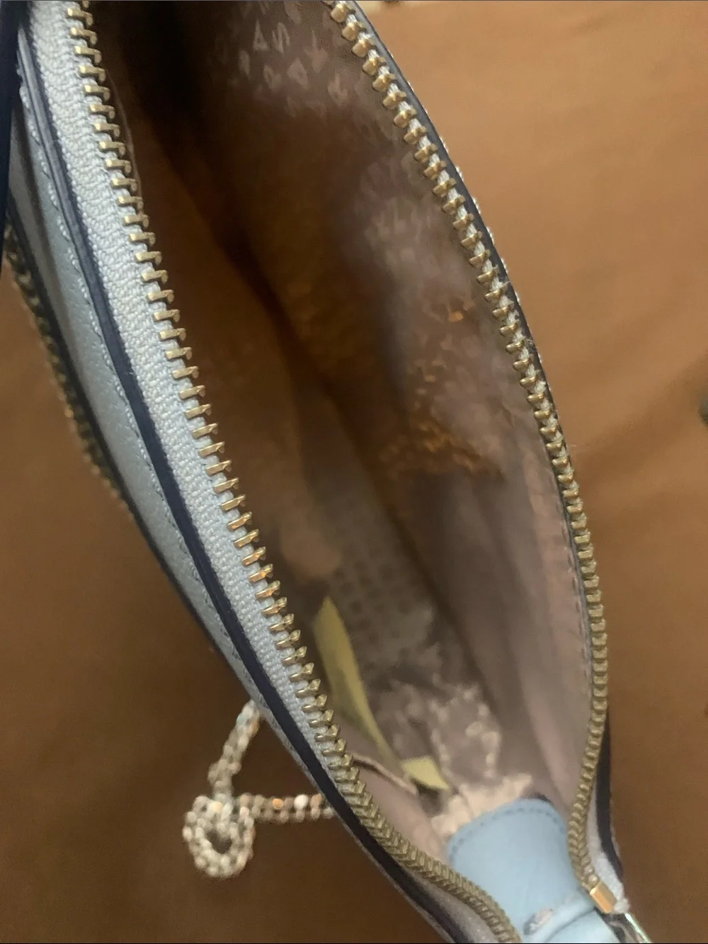 kate spade Light Blue Pebbled Leather Chain Crossbody
